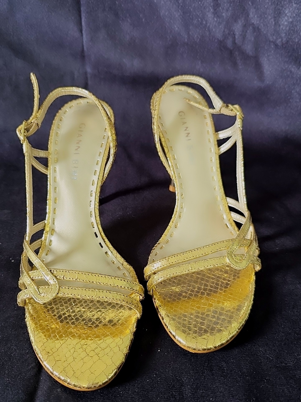 Gianni Bini Metallic Gold Strappy High Heel Sandals